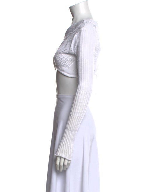 Roberta Einer Bateau Neckline Long Sleeve Crop Top