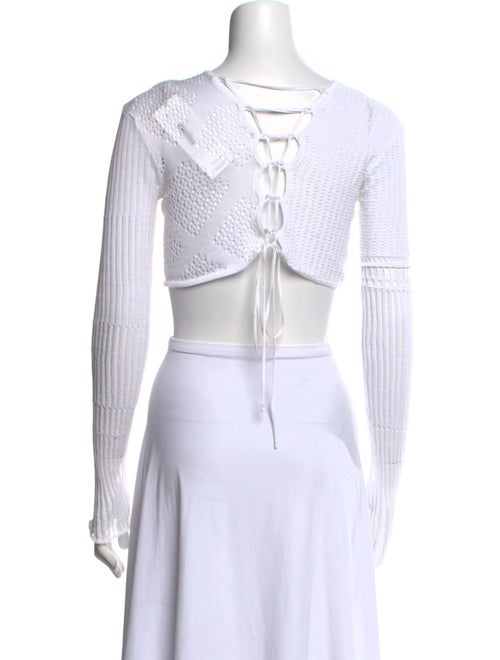 Roberta Einer Bateau Neckline Long Sleeve Crop Top