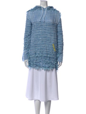 Pre-owned Roberta Einer Tweed Pattern Mock Neck Sweater In Blue
