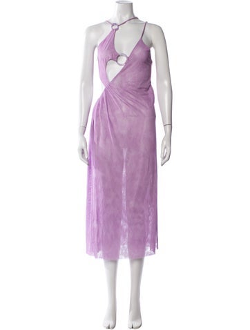 Pre-owned Roberta Einer Printed Midi Length Dress In Purple