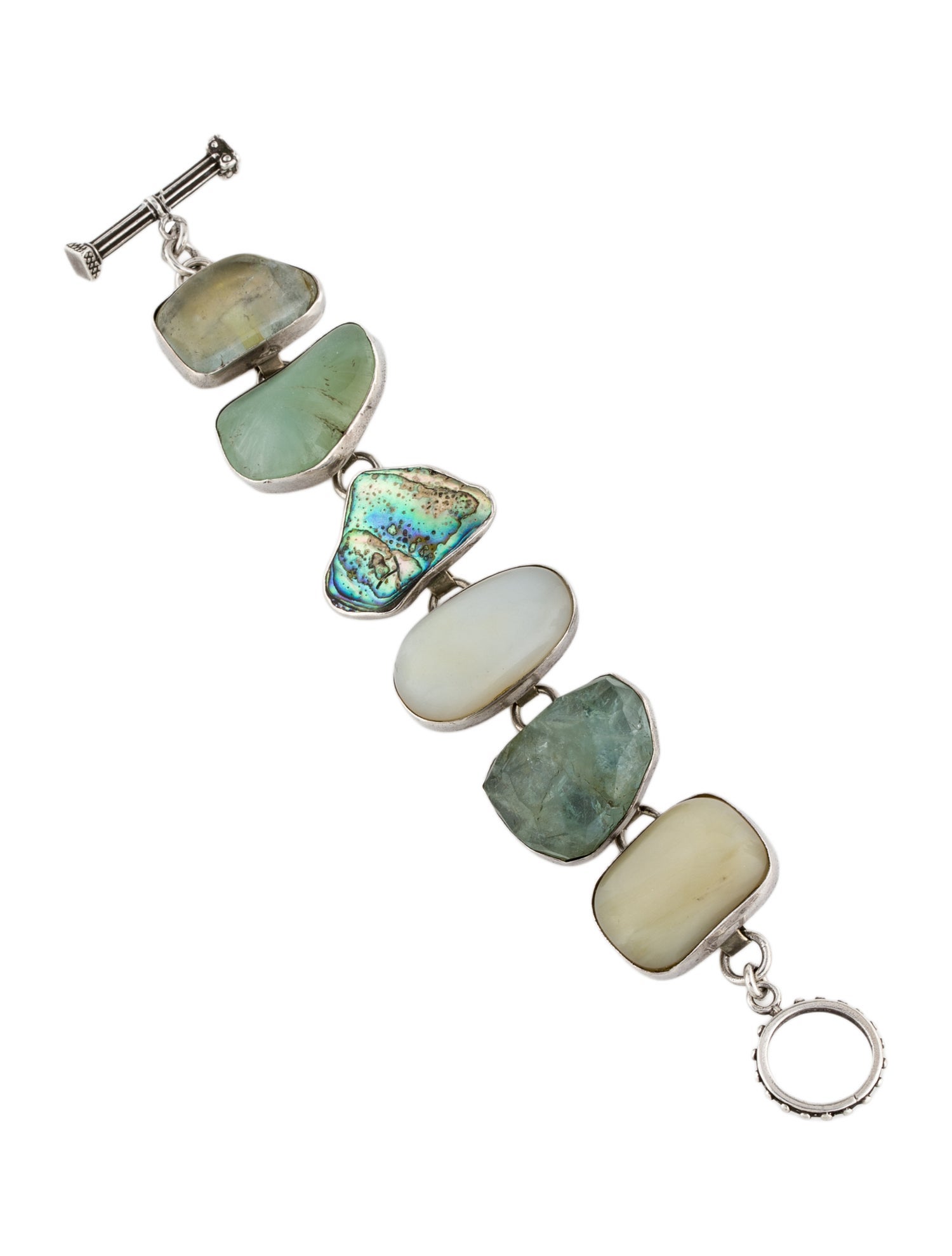 Rebecca Collins Shell & Multistone Station Link Bracelet