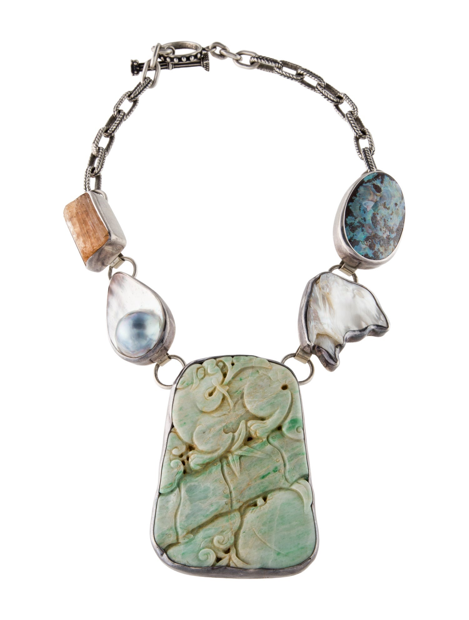 Rebecca Collins Pearl, Mother of Pearl & Multistone Collar Necklace