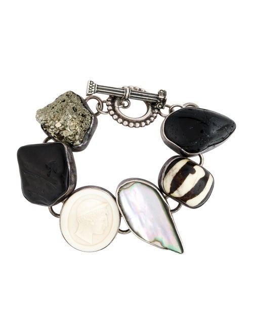 Rebecca Collins Shell & Multi-Stone Station Link Bracelet