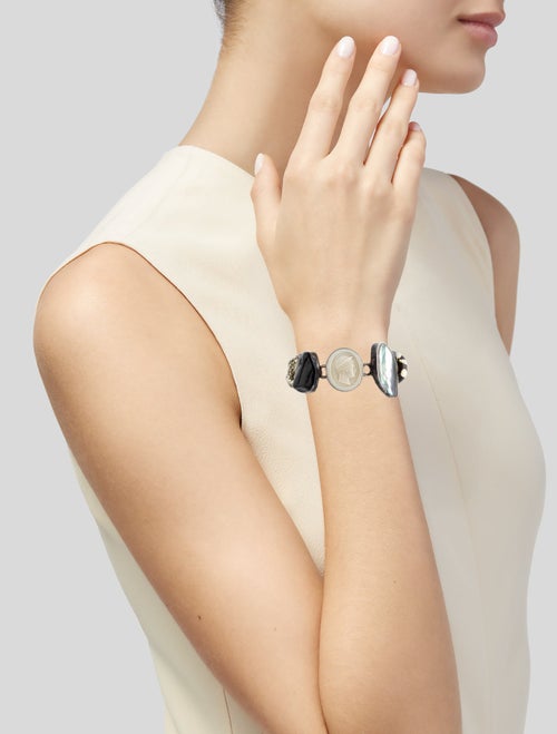 Rebecca Collins Shell & Multi-Stone Station Link Bracelet