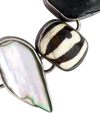 Rebecca Collins Shell & Multi-Stone Station Link Bracelet