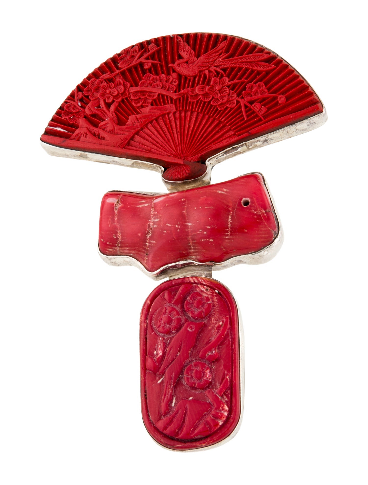 Rebecca Collins Dyed Coral & Resin Brooch Pin