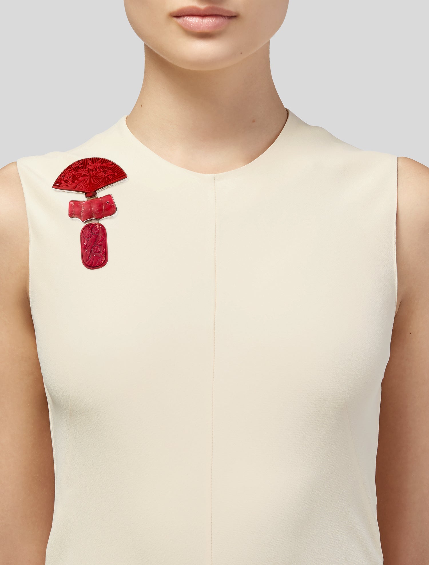 Rebecca Collins Dyed Coral & Resin Brooch Pin