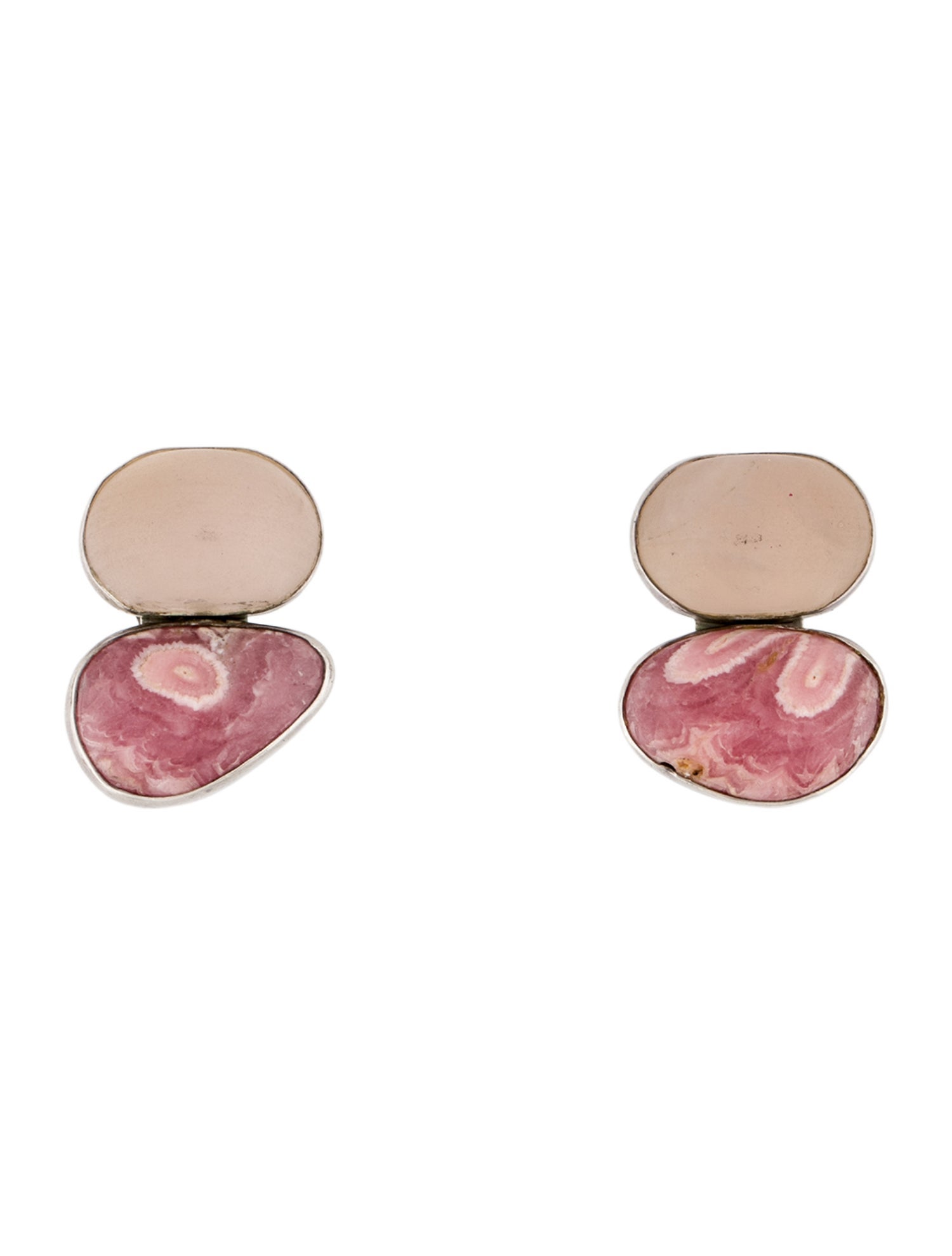 Rebecca Collins Rhodochrosite & Quartz Clip-On Earrings