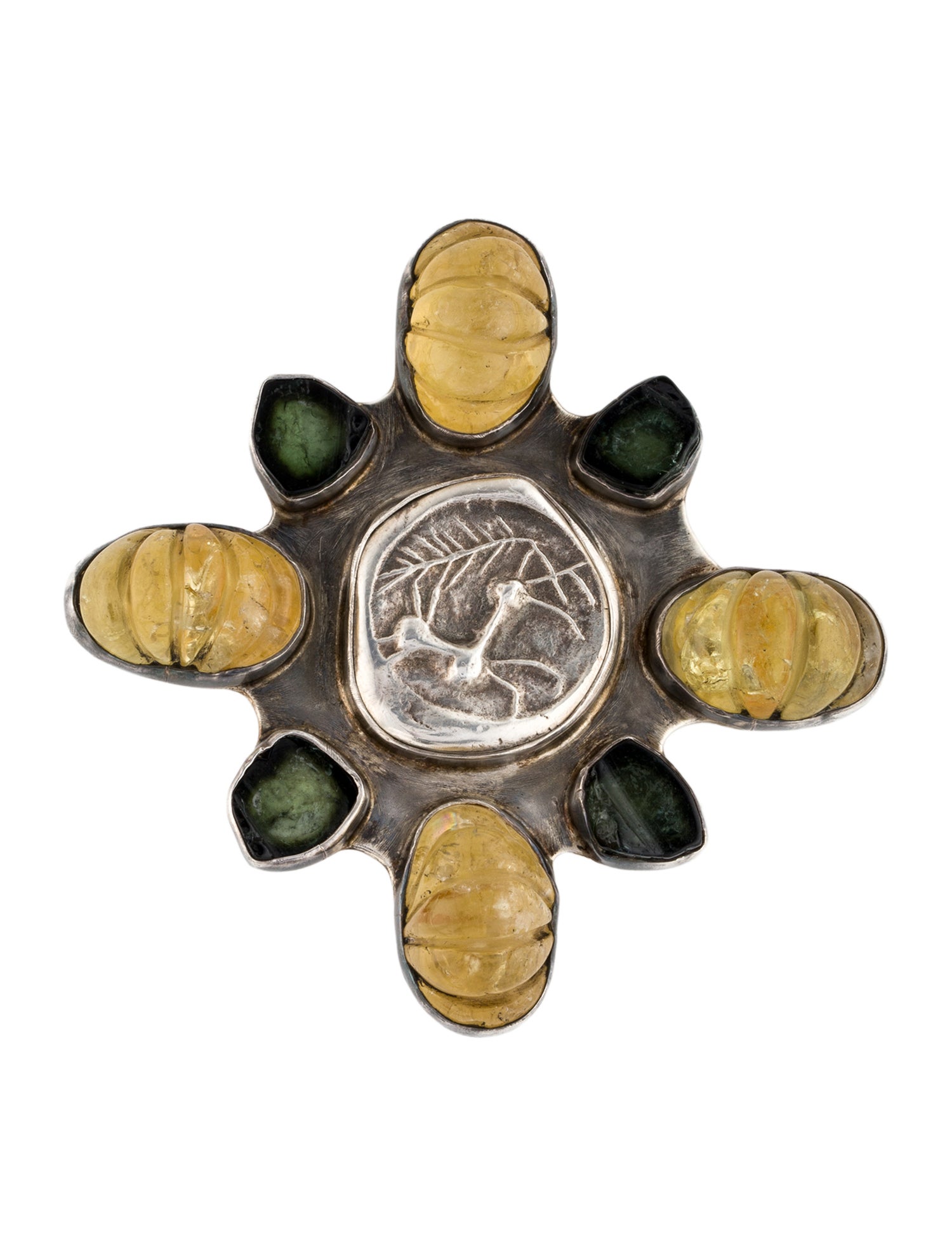 Rebecca Collins Tourmaline & Citrine Brooch