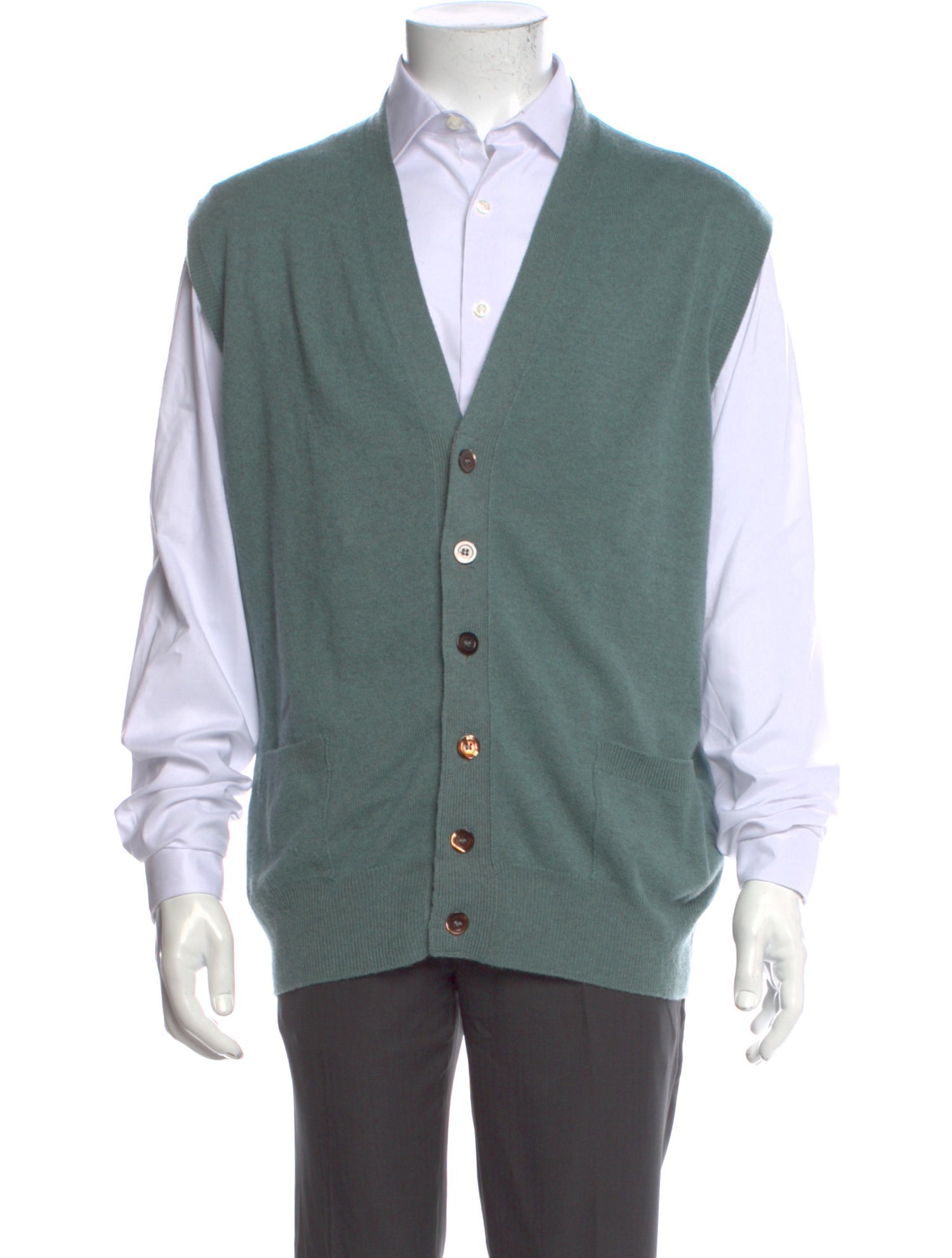 Rubinacci Cashmere Colorblock Pattern Cardigan