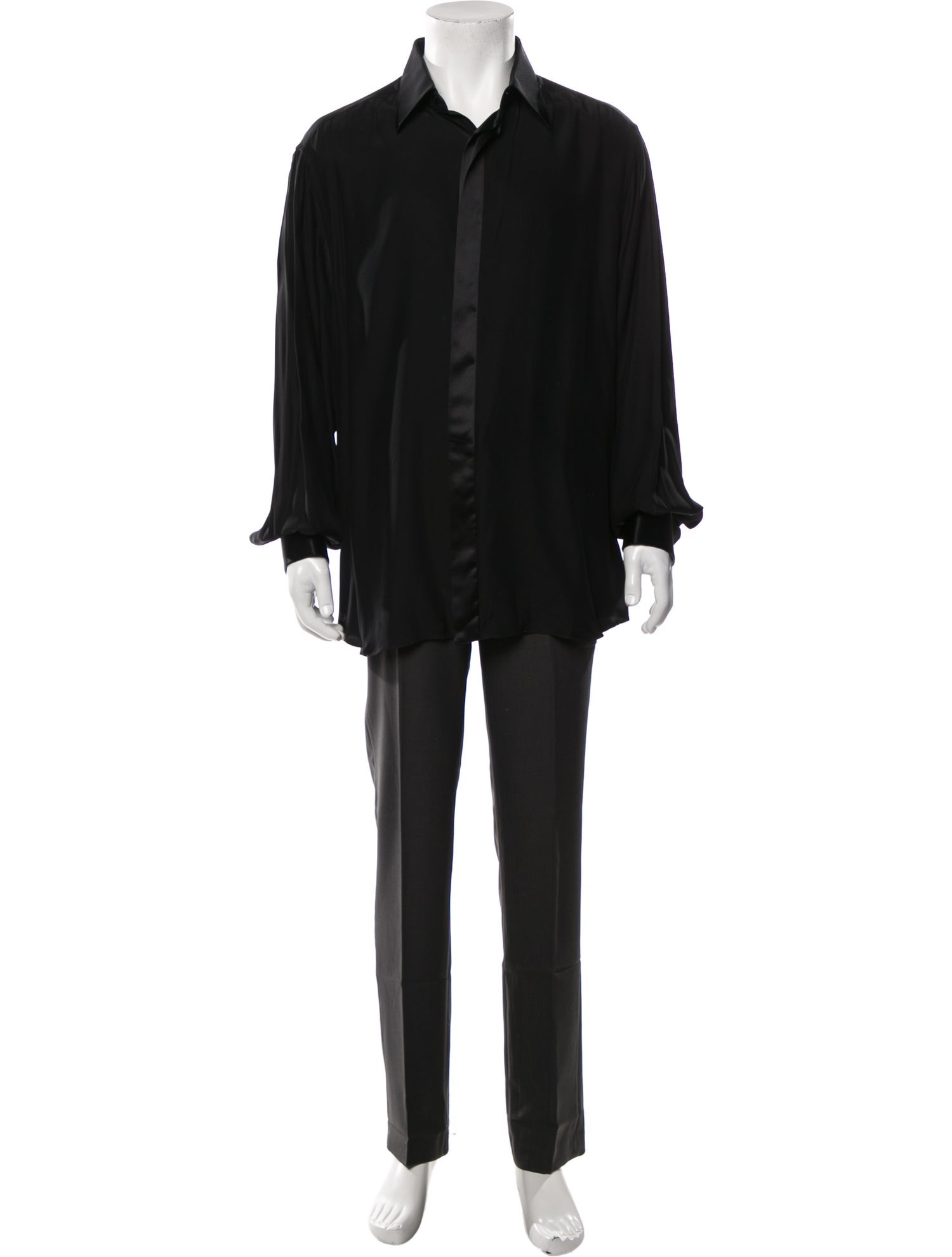 Stefano Ricci Silk Long Sleeve Dress Shirt - Black Dress Shirts ...