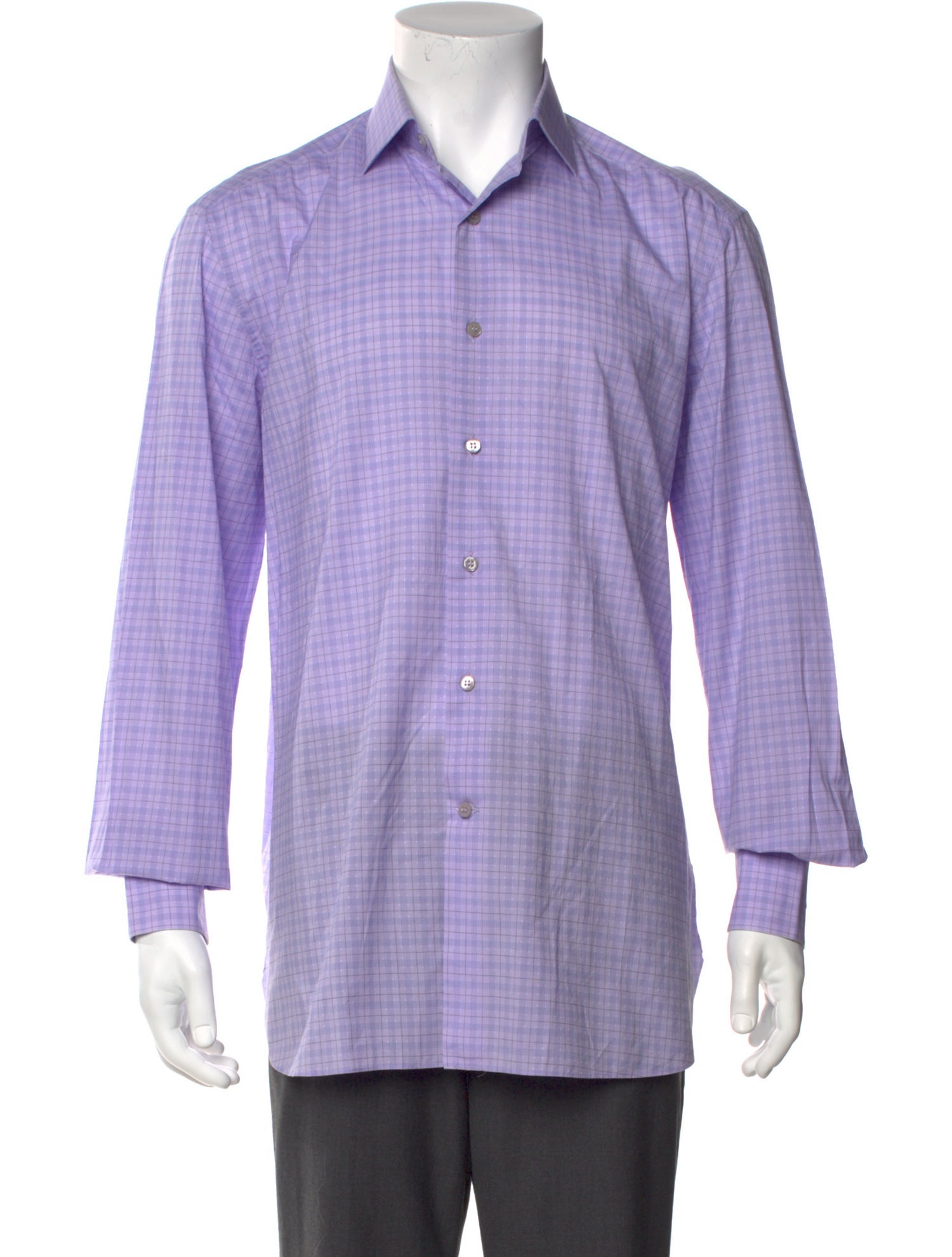 Stefano Ricci Plaid Print Long Sleeve Dress Shirt