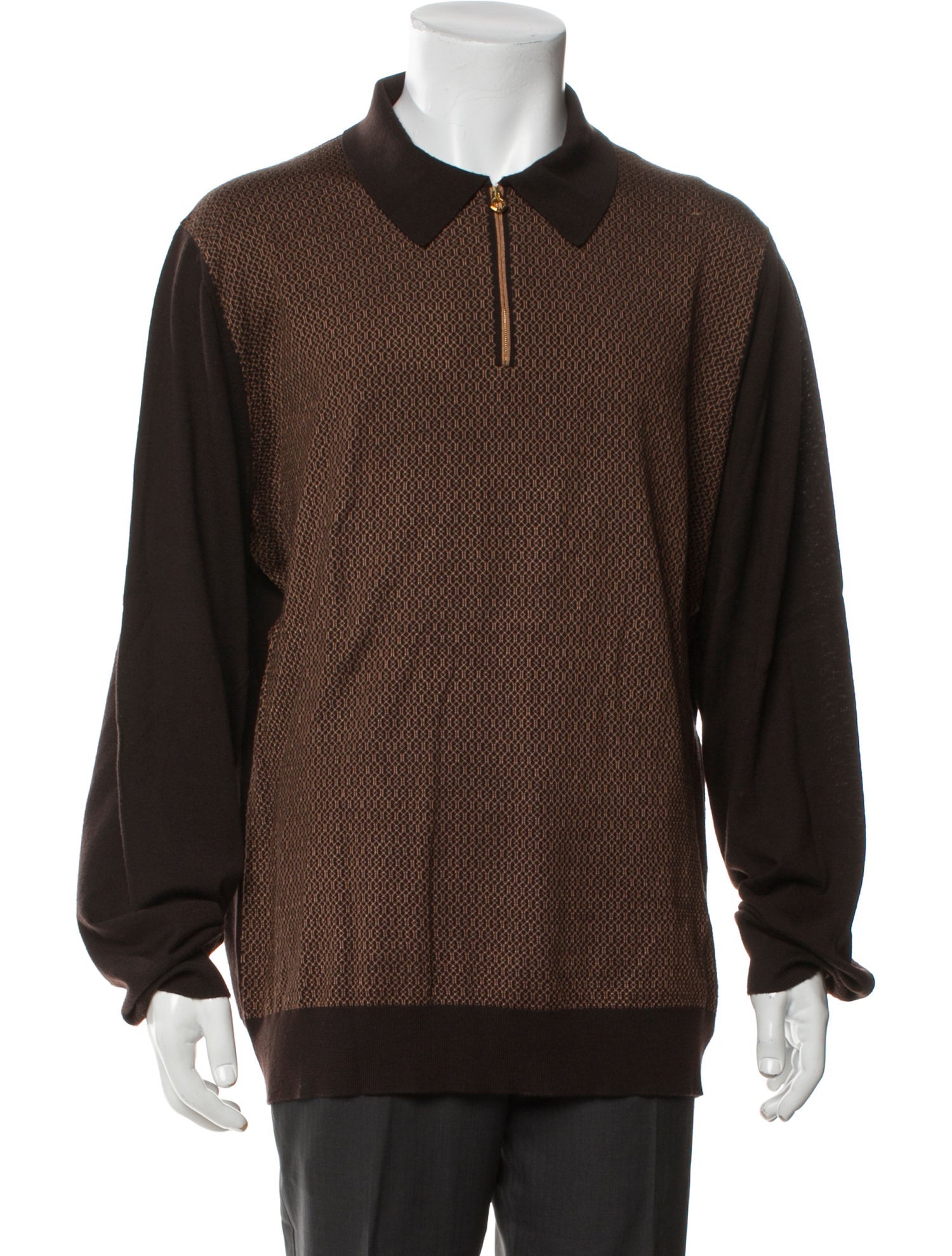 Stefano Ricci Wool Printed Polo Sweater