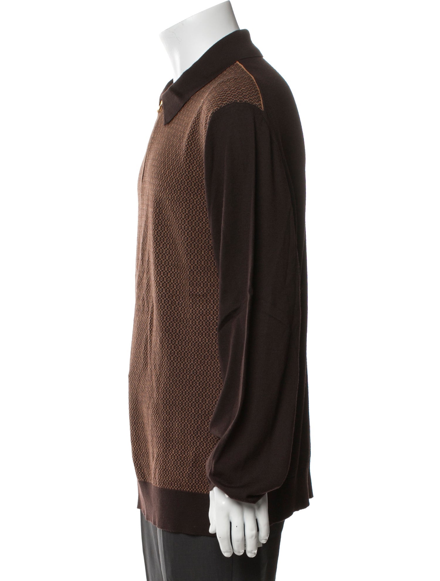 Stefano Ricci Wool Printed Polo Sweater