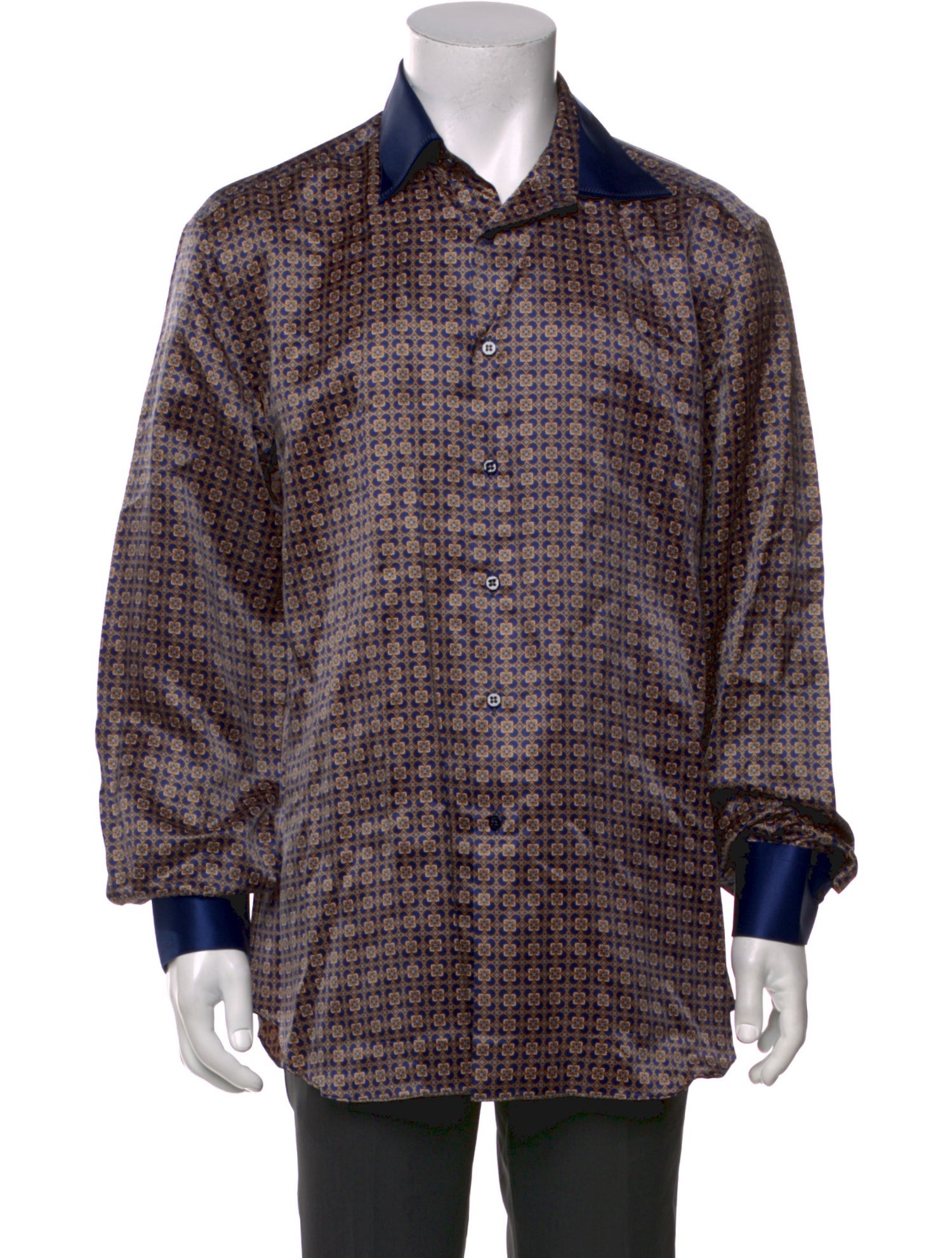 Stefano Ricci Silk Plaid Print Dress Shirt