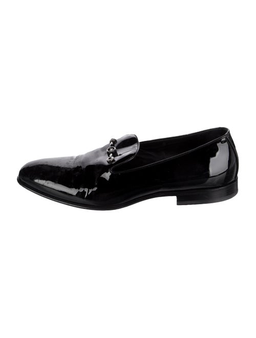 Stefano Ricci Patent Leather Chain-Link Accents Dress Loafers