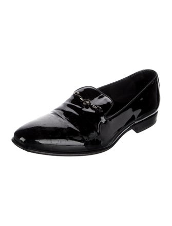 Stefano Ricci Patent Leather Chain-Link Accents Dress Loafers