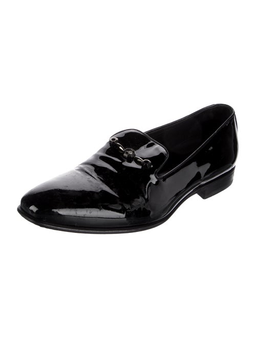 Stefano Ricci Patent Leather Chain-Link Accents Dress Loafers