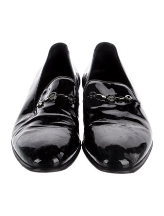 Stefano Ricci Patent Leather Chain-Link Accents Dress Loafers