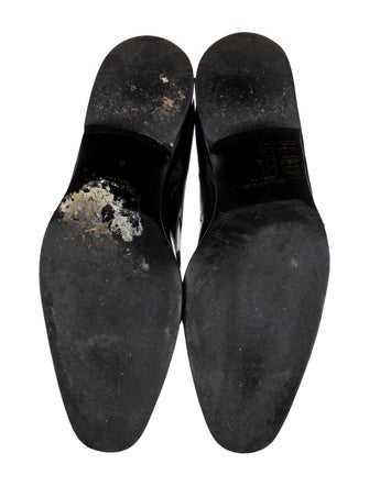 Stefano Ricci Patent Leather Chain-Link Accents Dress Loafers