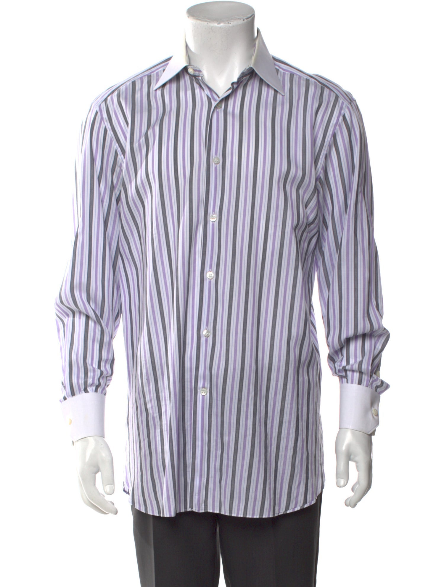 Stefano Ricci Striped Long Sleeve Dress Shirt