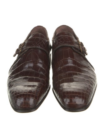 Stefano Ricci Embossed Leather Monk Straps