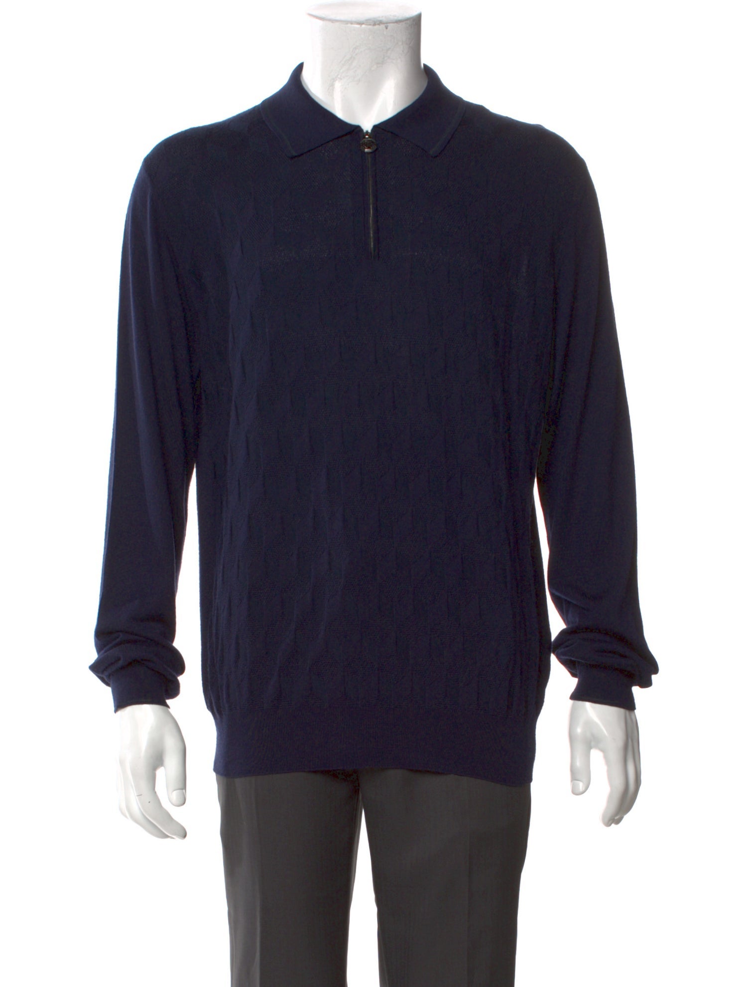 Stefano Ricci Wool Mock Neck Polo Sweater