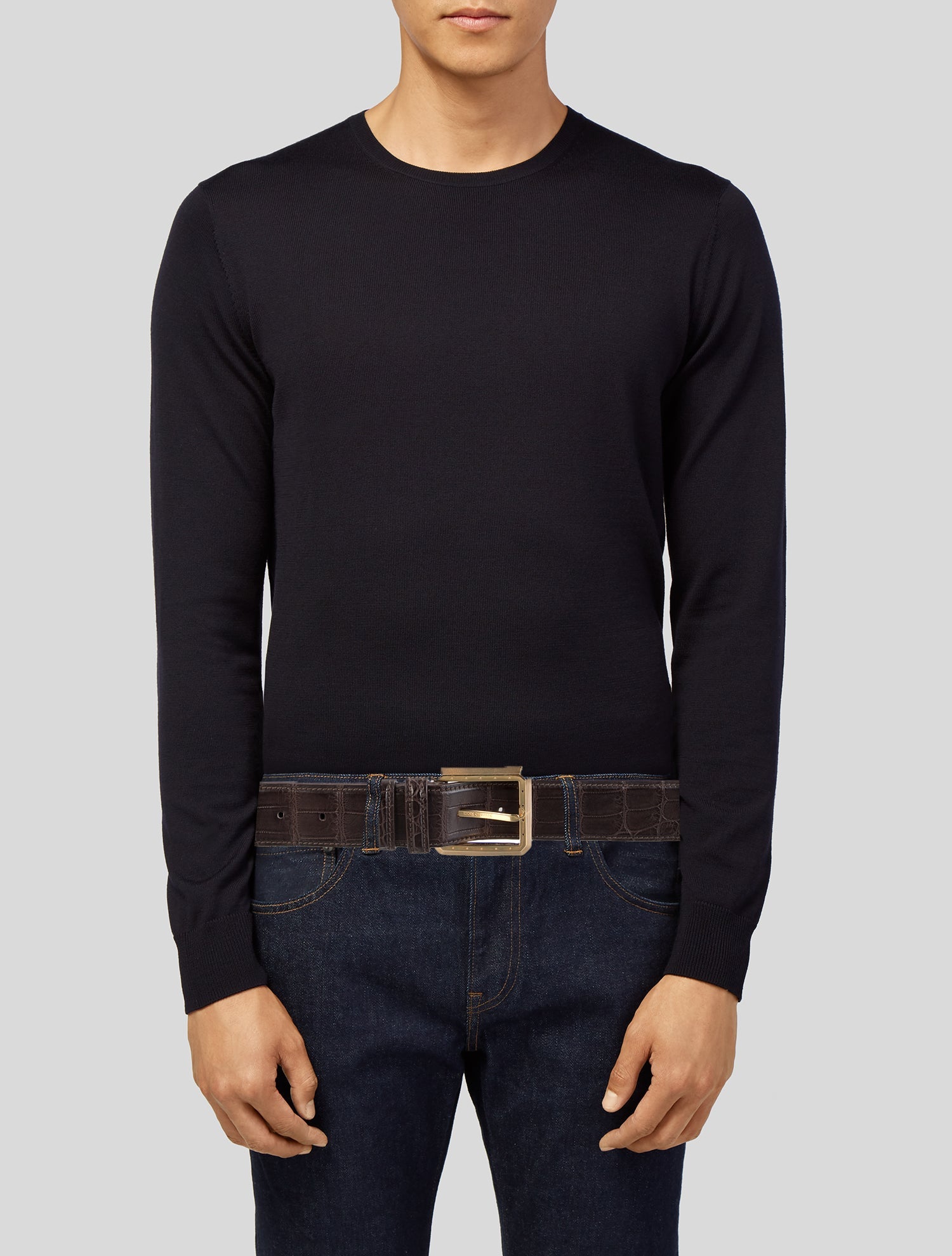 Stefano Ricci Skinny Crocodile Waist Belt