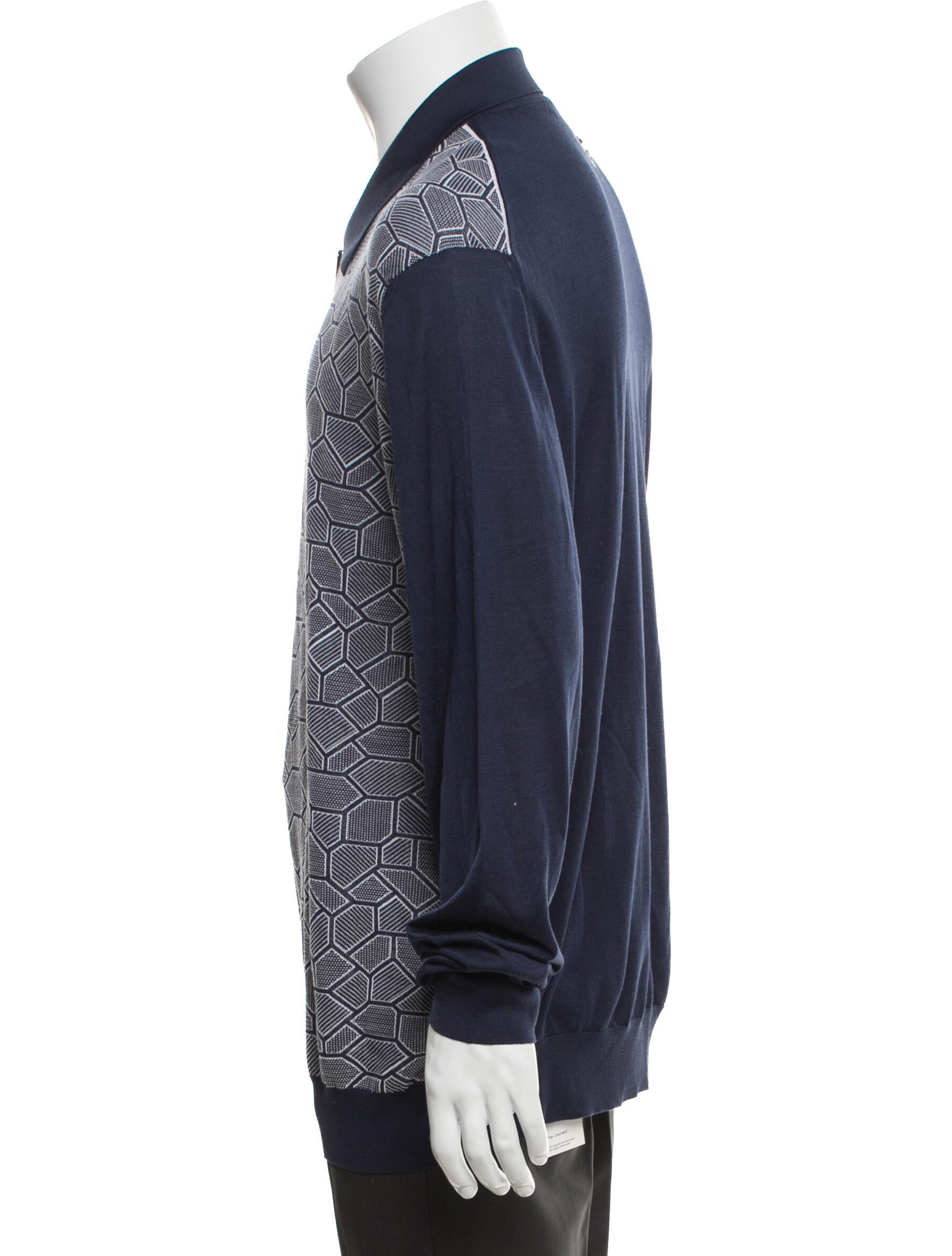 Stefano Ricci Silk Graphic Print Polo Sweater