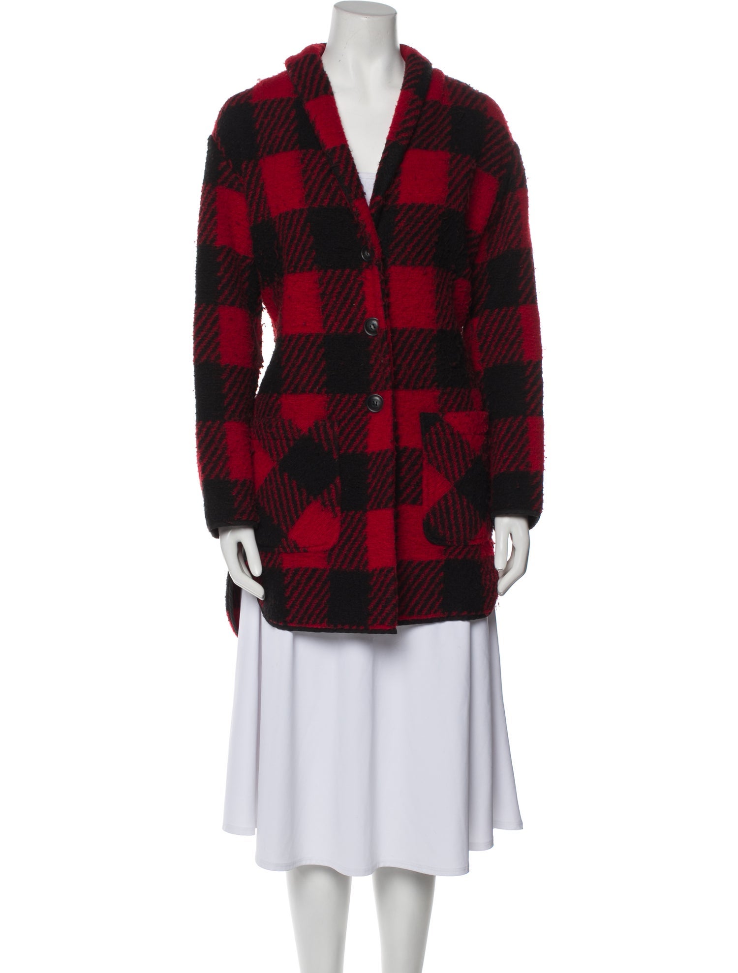 Woolrich Plaid Print Peacoat