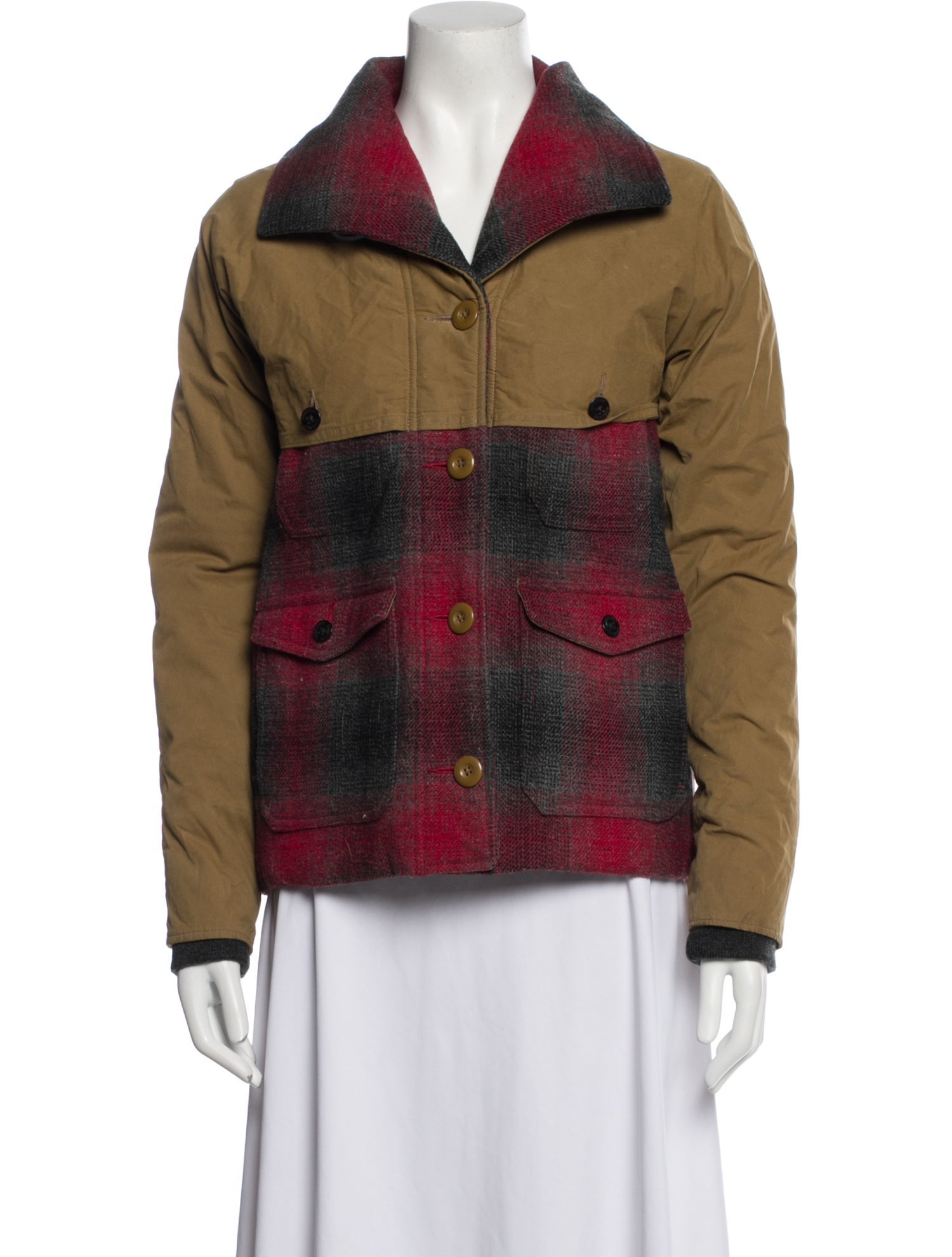 Woolrich Plaid Print Down Jacket