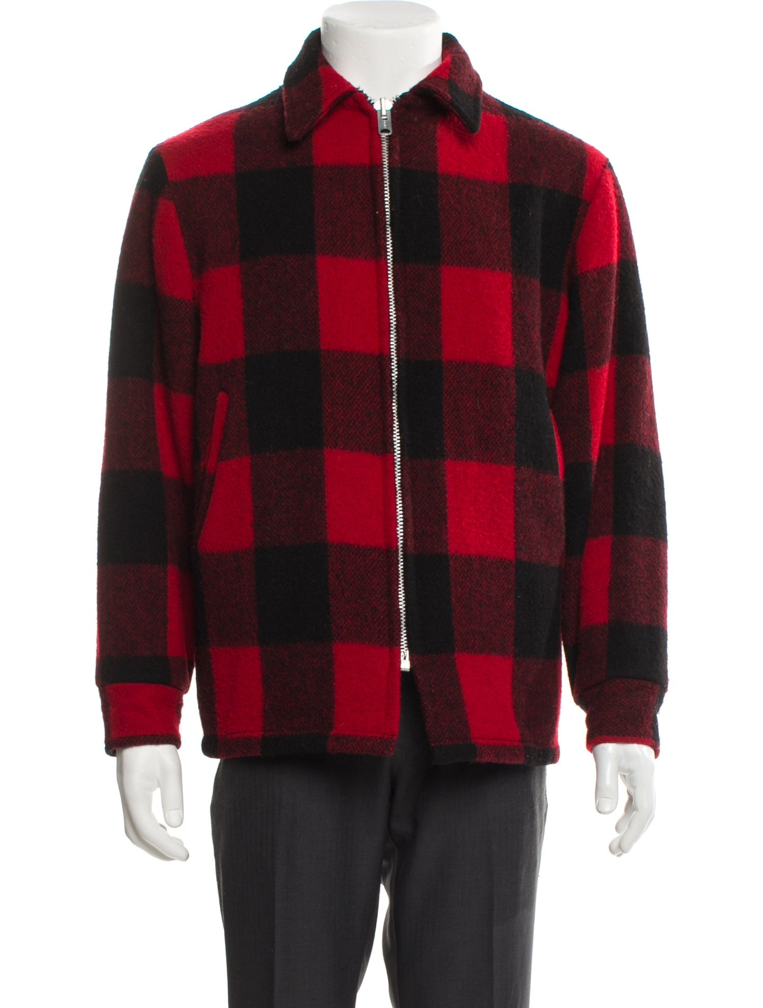 Woolrich Wool Plaid Print Peacoat