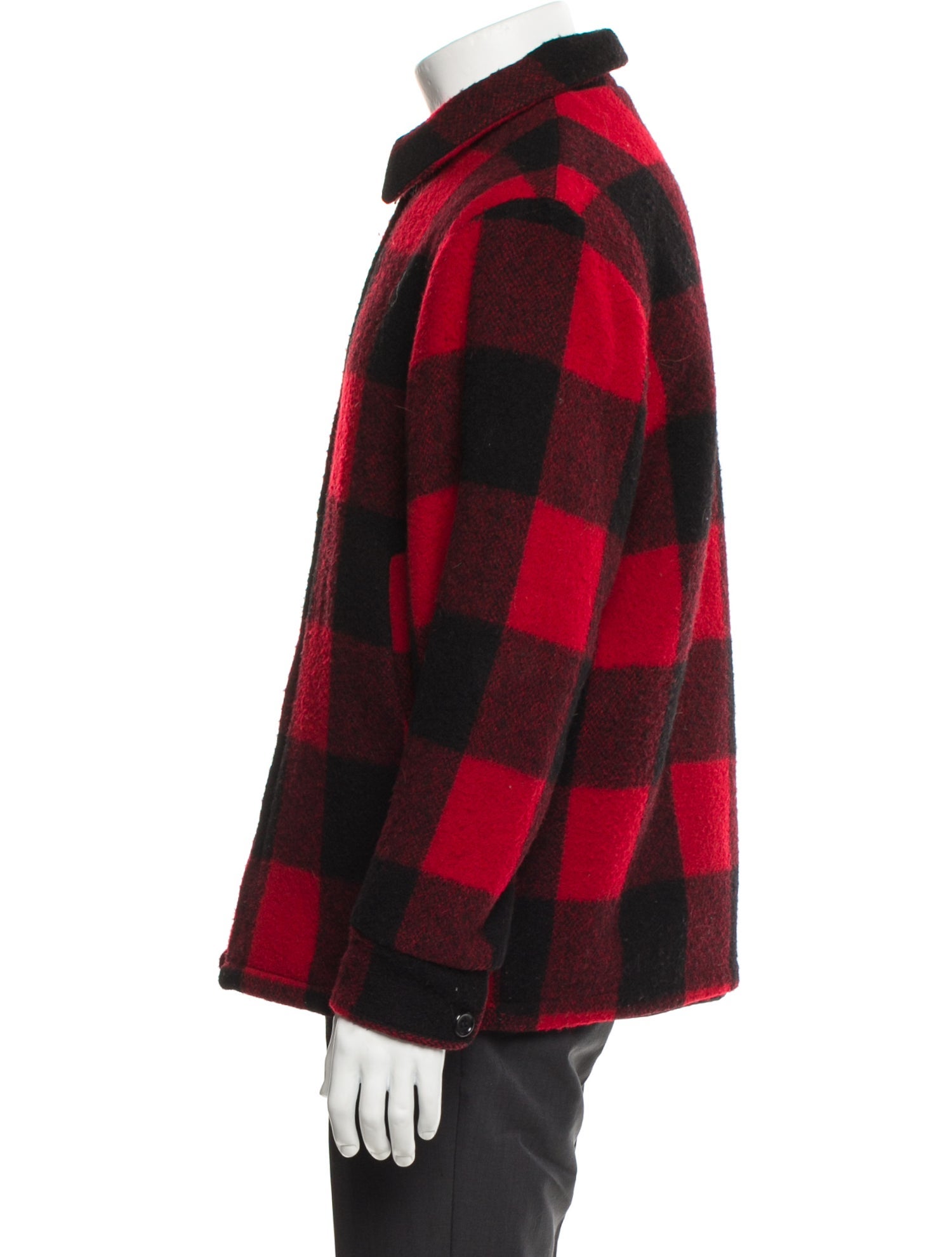 Woolrich Wool Plaid Print Peacoat