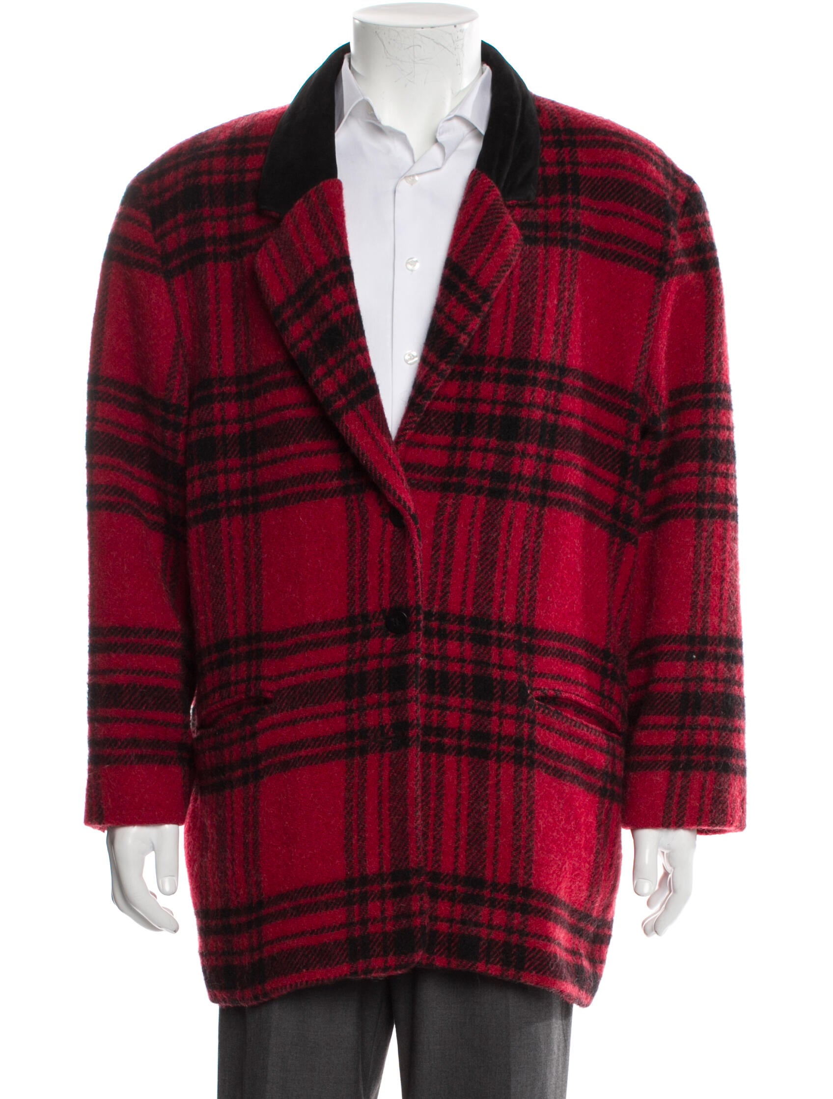 Woolrich Wool Plaid Print Peacoat