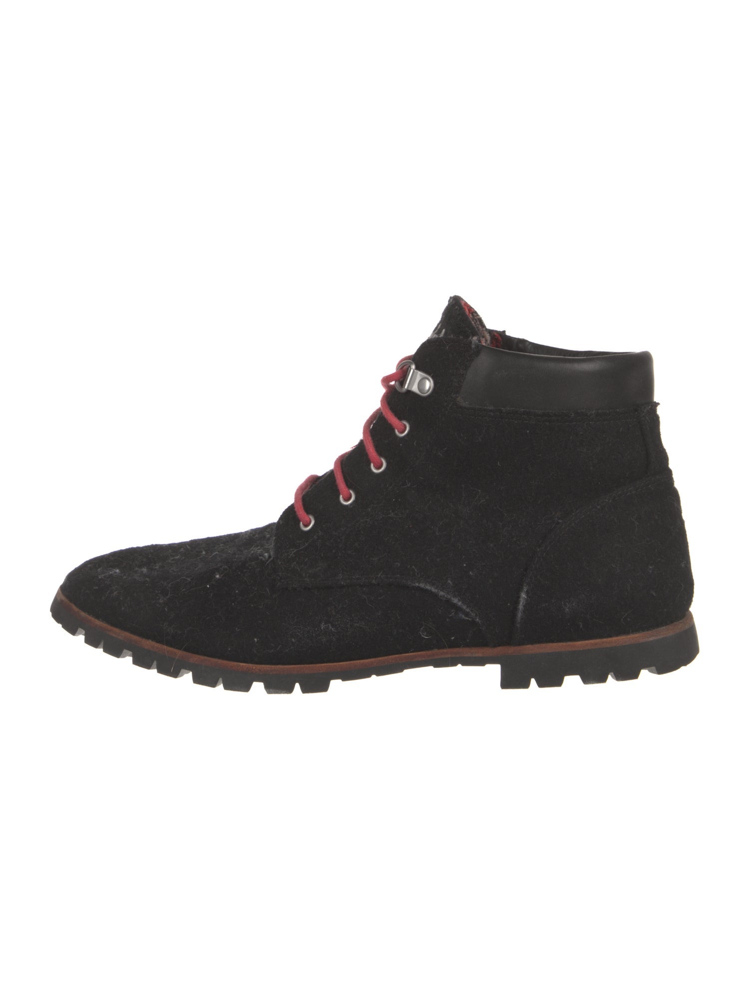 Woolrich Wool Leather Trim Embellishment Lace-Up Boots