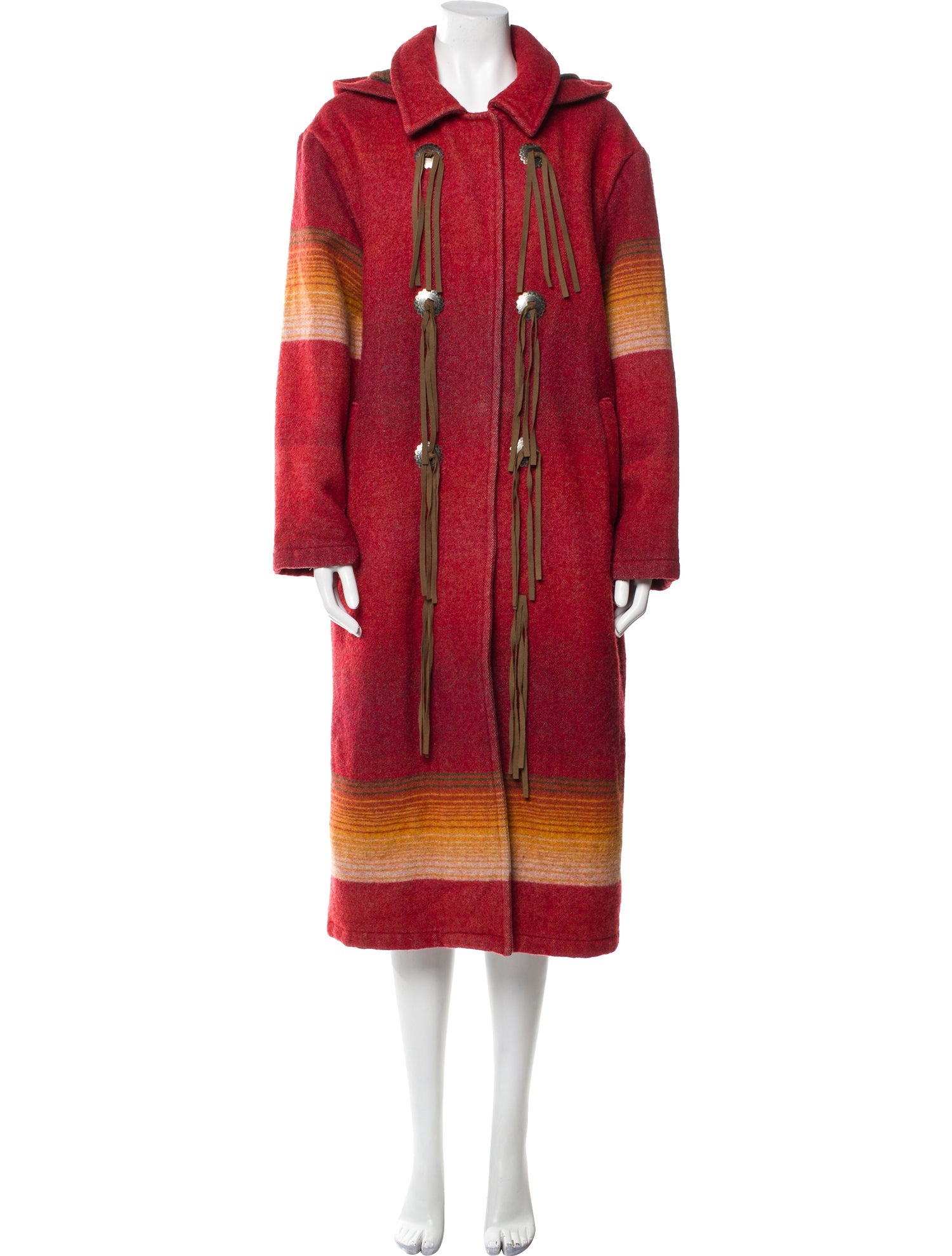 Woolrich Wool Striped Faux Fur Coat