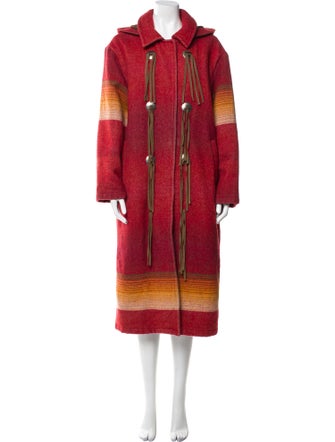 Woolrich Wool Striped Faux Fur Coat