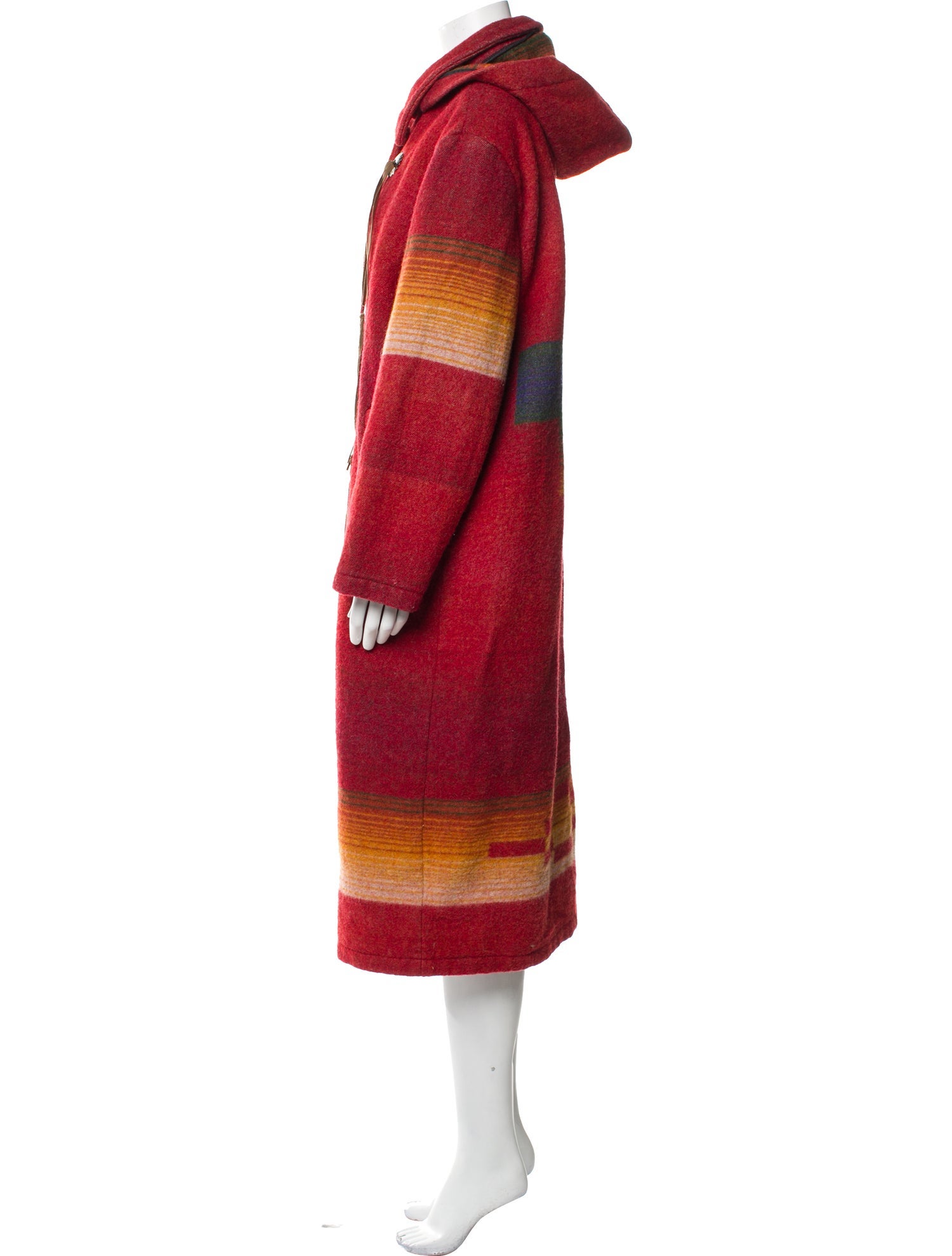 Woolrich Wool Striped Faux Fur Coat