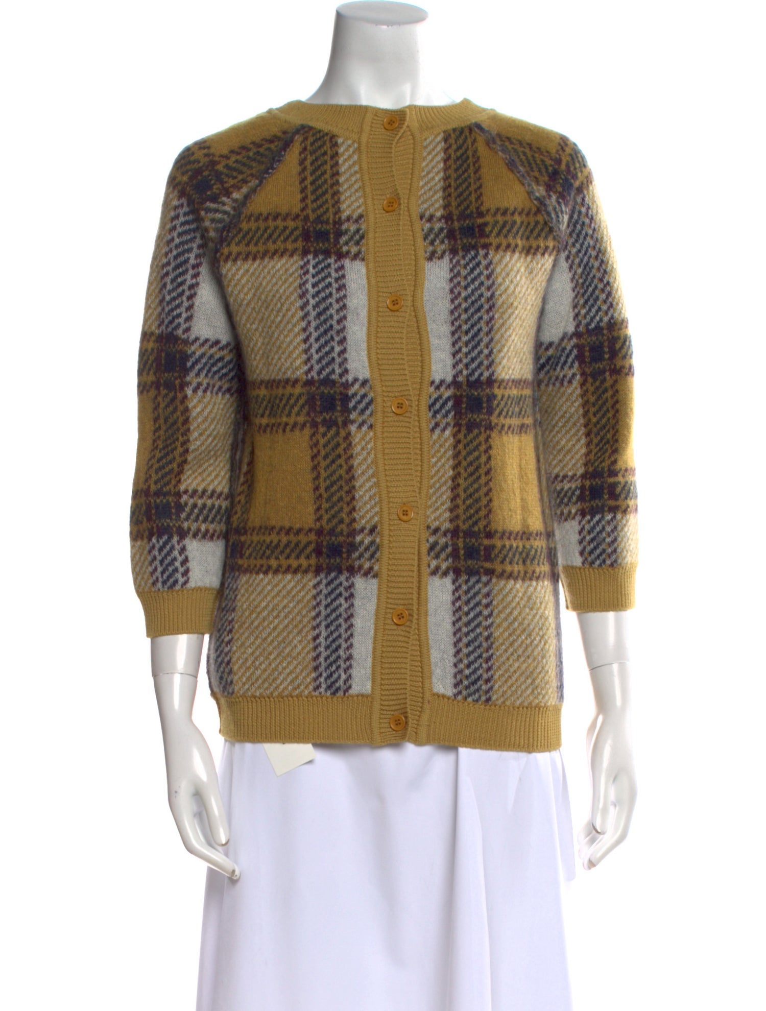 Woolrich Plaid Print Bateau Neckline Sweater