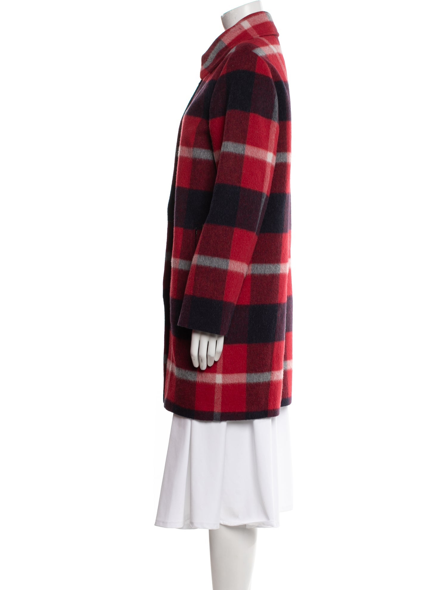 Woolrich Plaid Print Peacoat