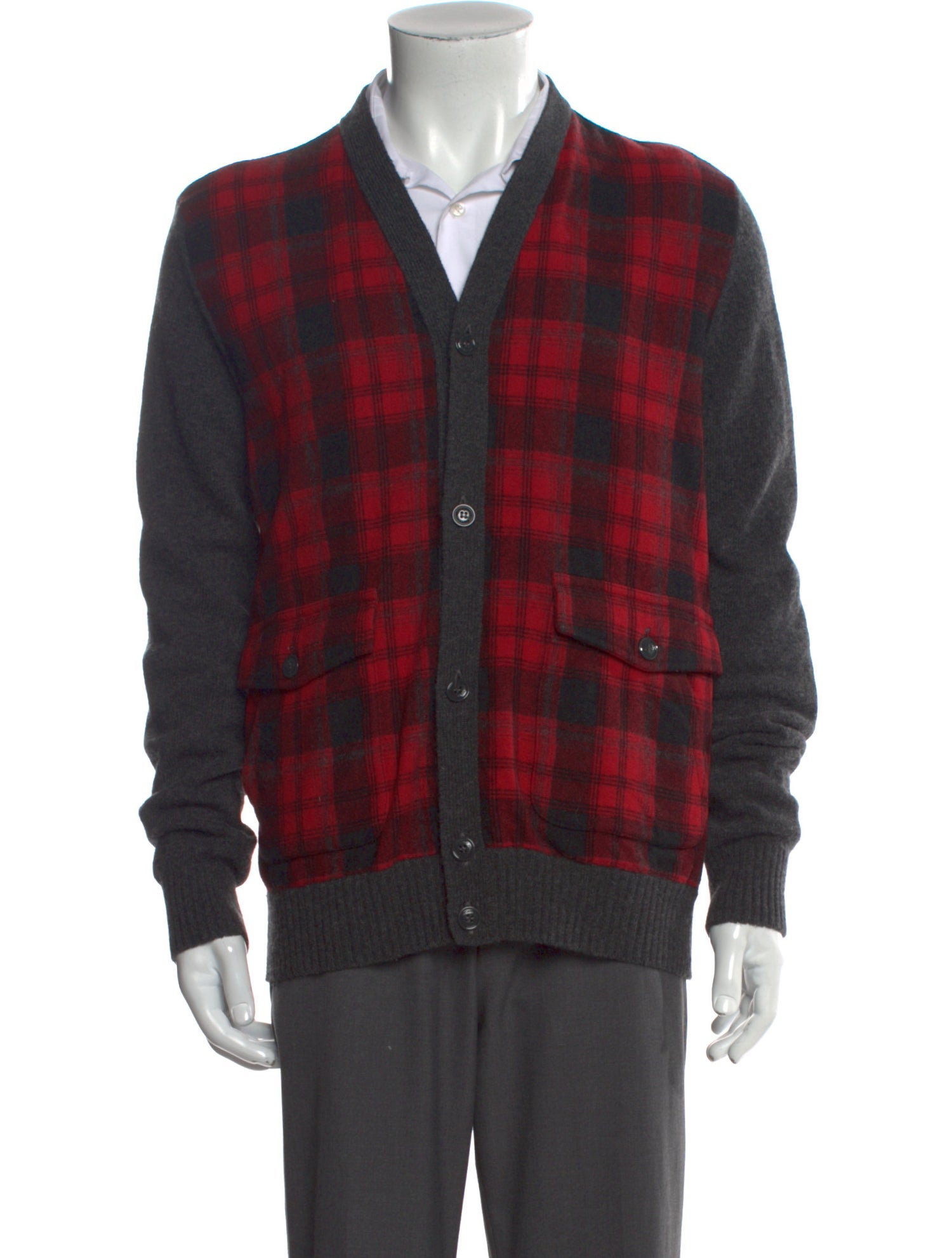 Woolrich Wool Plaid Print Cardigan
