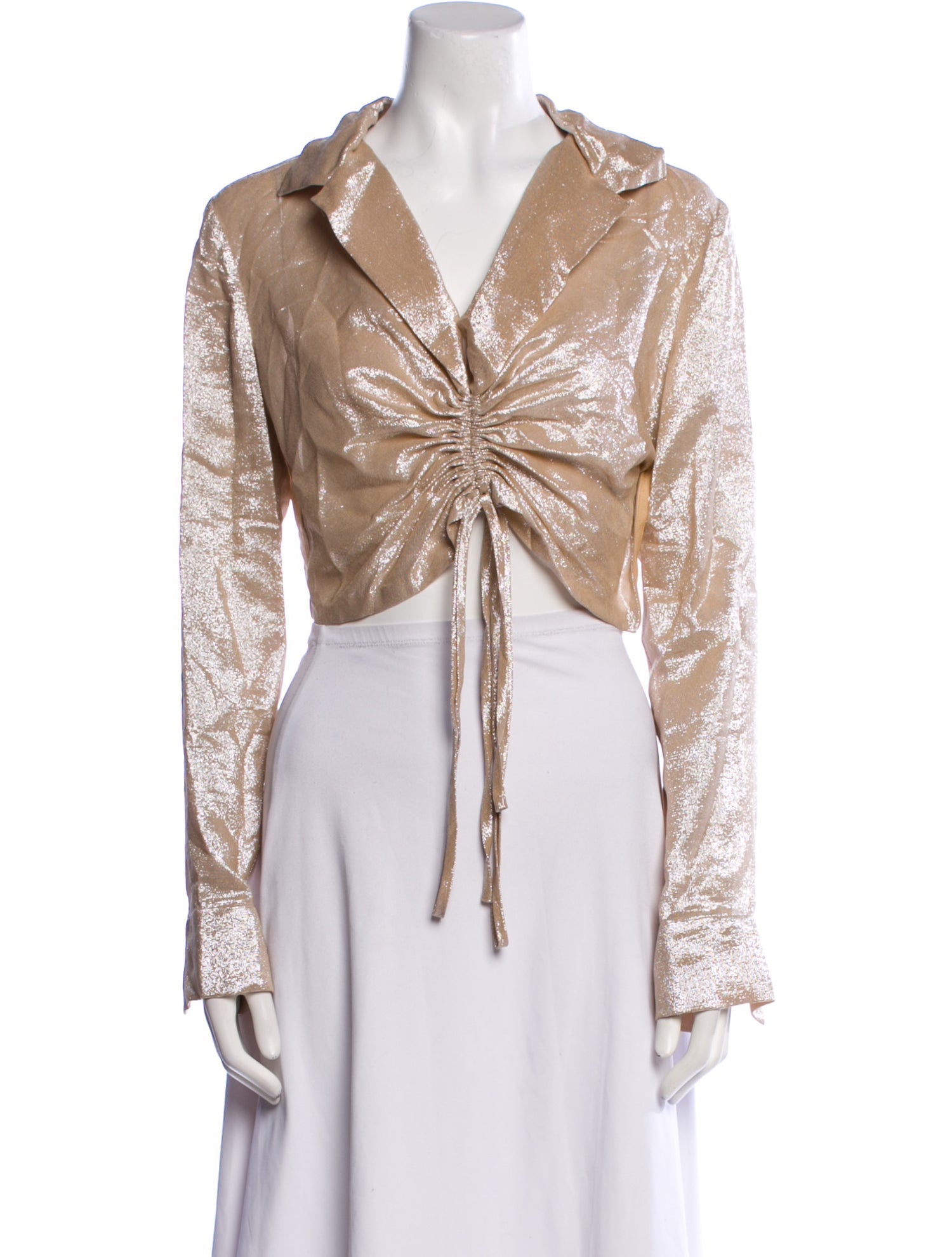 Randolph Duke V-Neck Long Sleeve Crop Top