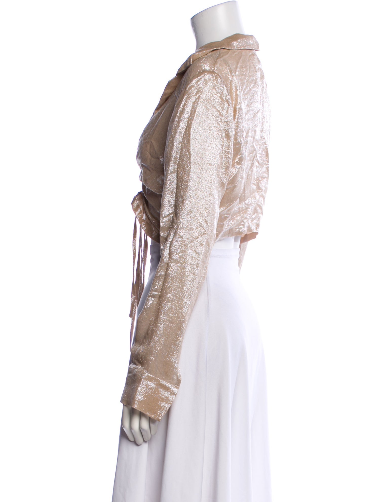 Randolph Duke V-Neck Long Sleeve Crop Top