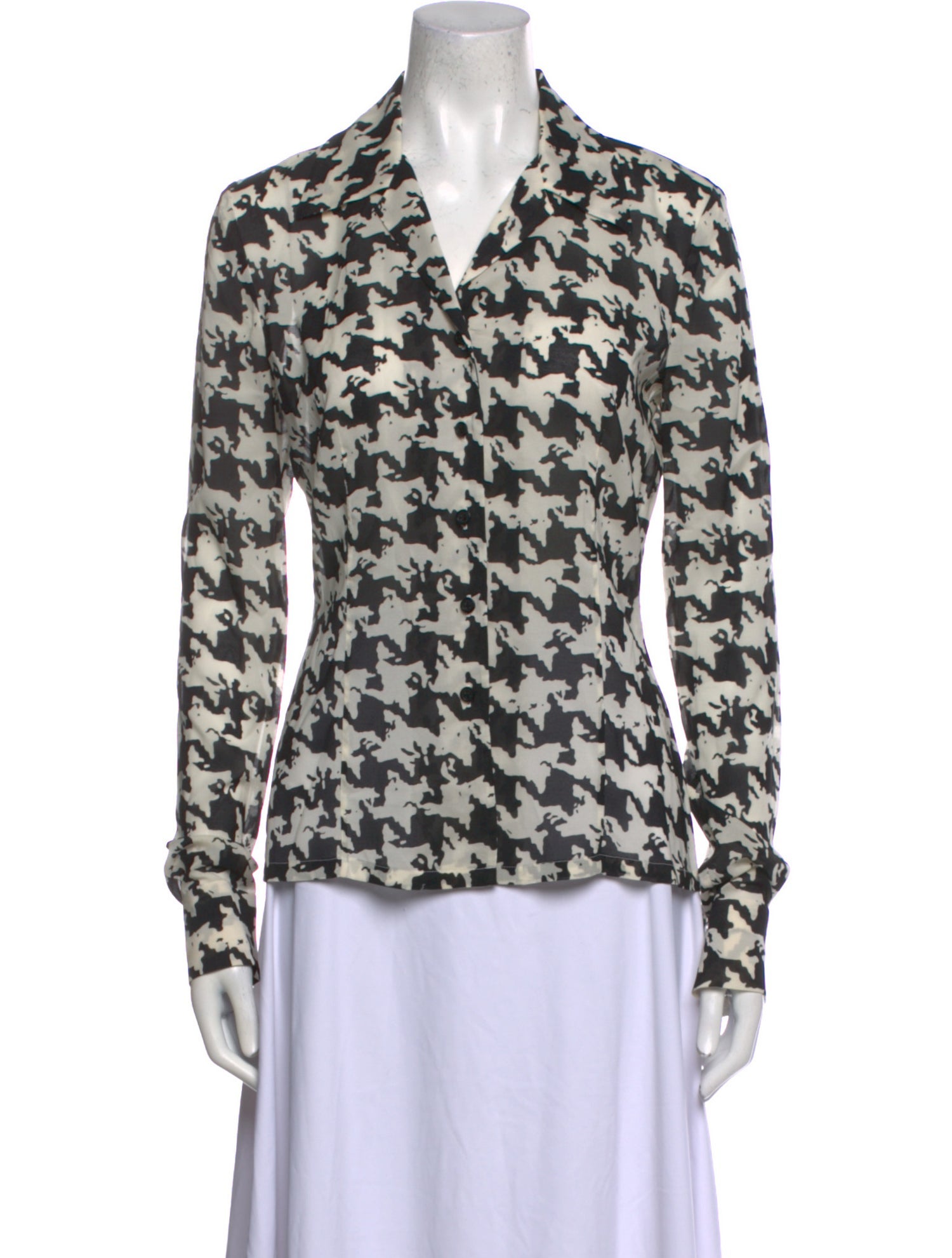 Randolph Duke Silk Printed Button-Up Top