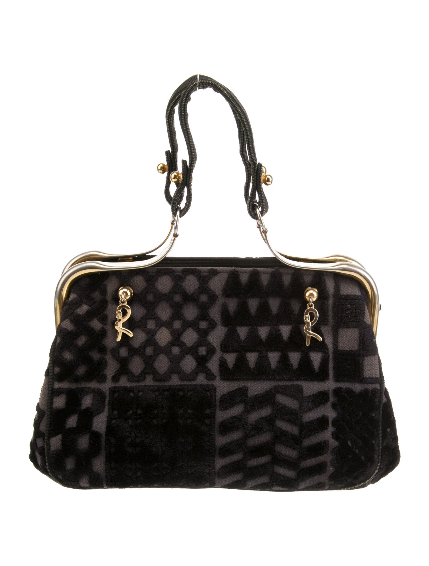 Roberta di Camerino Textured Logo Handle Bag - Purple Handle Bags