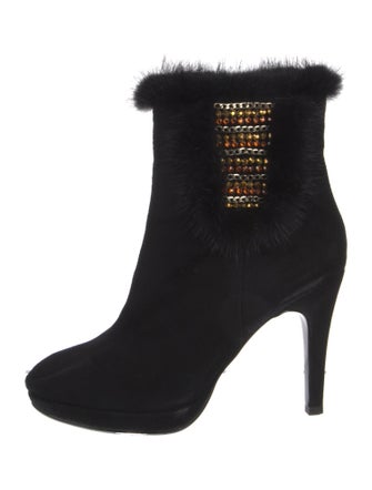 Roberta di Camerino Suede Crystal Embellishments Boots