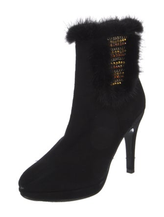 Roberta di Camerino Suede Crystal Embellishments Boots