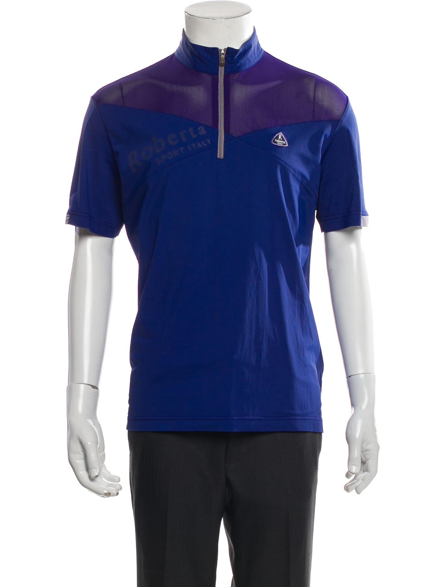 Roberta di Camerino Colorblock Pattern Short Sleeve Dress Shirt