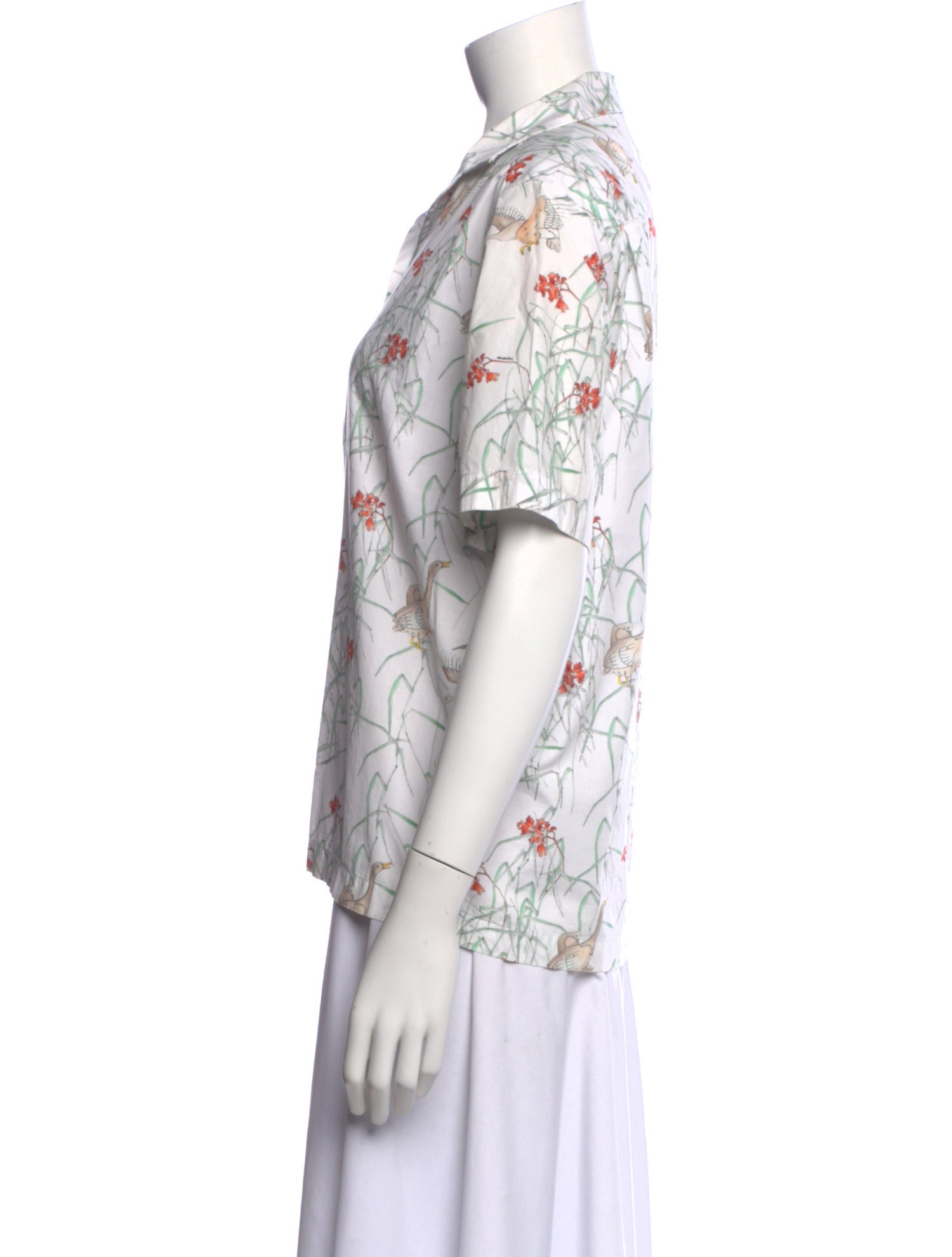 Roi du Lac Floral Print Short Sleeve Button-Up Top