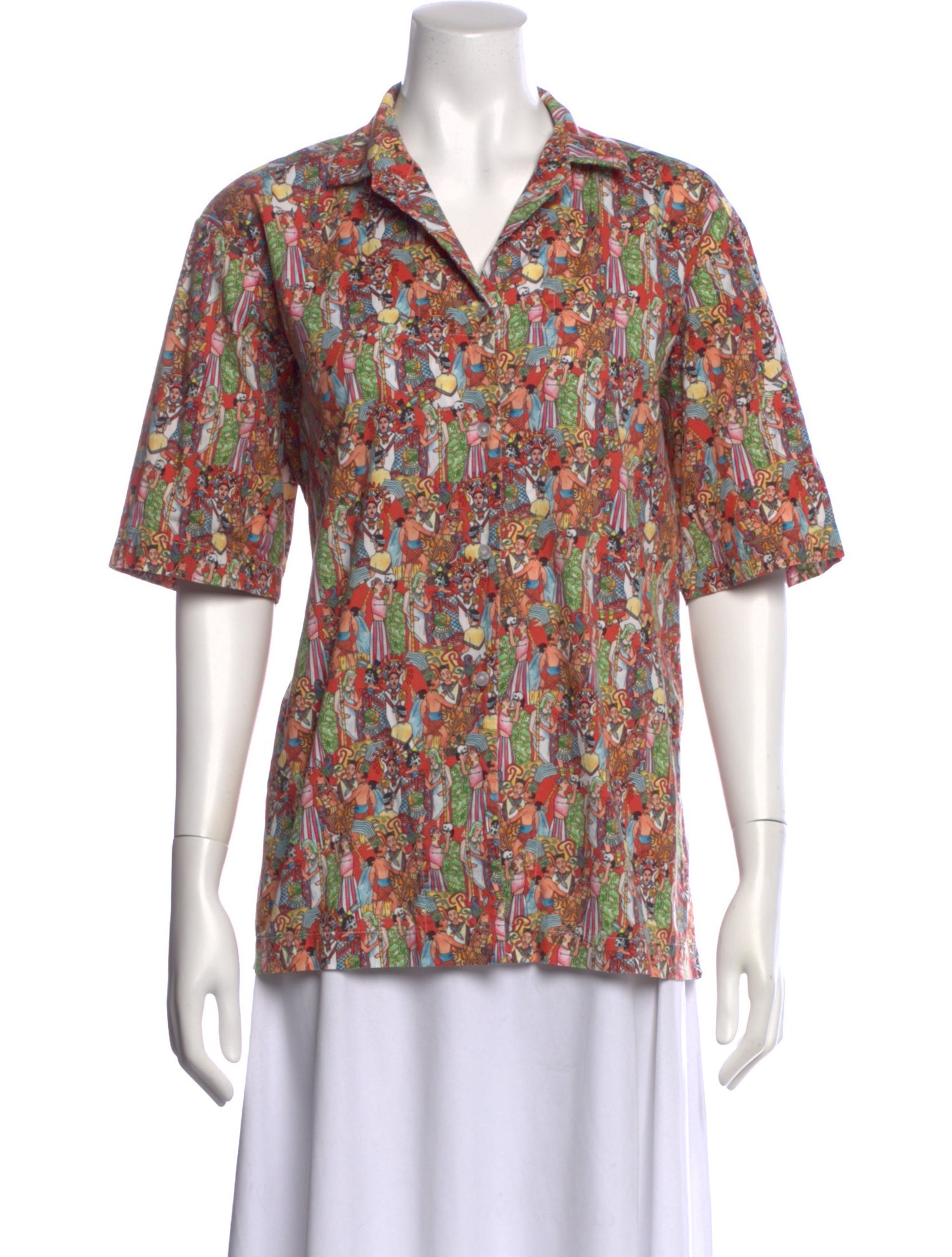 Roi du Lac Patterned Short Sleeve Button-Up Top